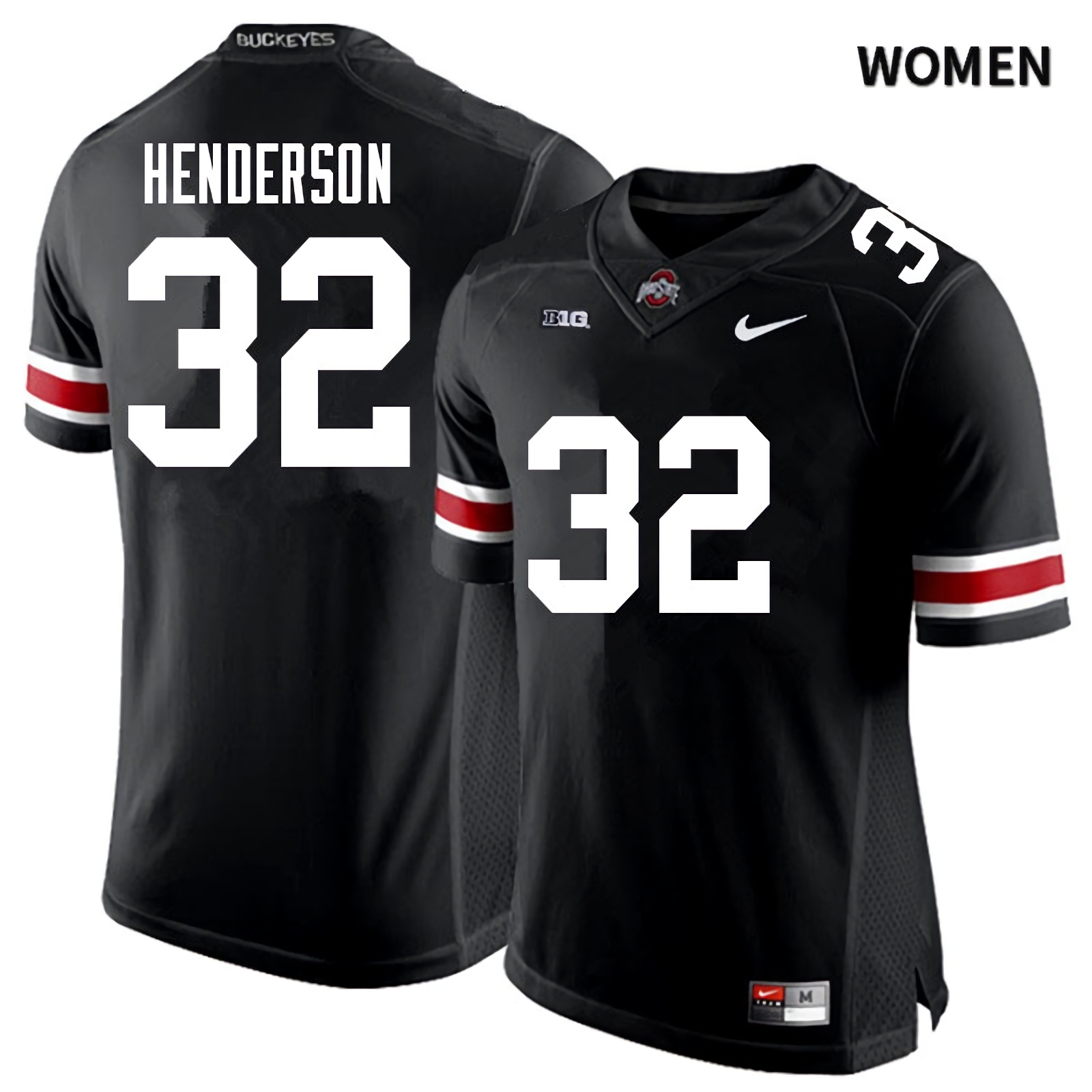 TreVeyon Henderson Ohio State Buckeyes Women's NCAA #32 Black White Number College Stitched Football Jersey JOJ4556KR